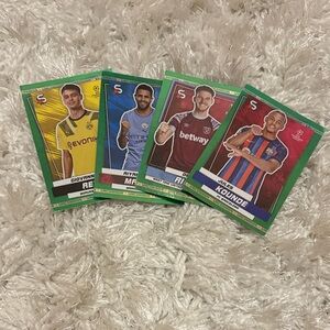 Soccer Stars Trading Cards Set - Green, Yellow, Blue